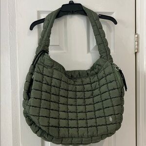 Free People Olive/Washed Sage Quilted Hobo Bag
